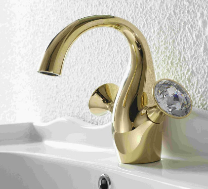 Swan Two Handles Basin Mixer (Golden)