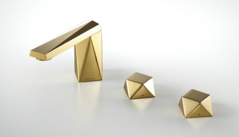 Diamond Two Handles 3-hole Basin Mixer S (Golden)