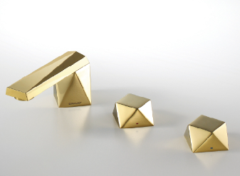 Diamond Two Handles 3-hole Bath Mixer (Golden)