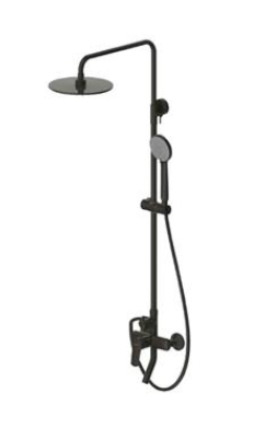 Rhein-Black Single Handle Wall Mounted Shower Bar(w/ Spout)