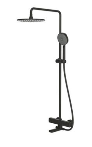 Real Single Handle Thermostatic Wall Mounted Shower Bar (w/Spout) - Black